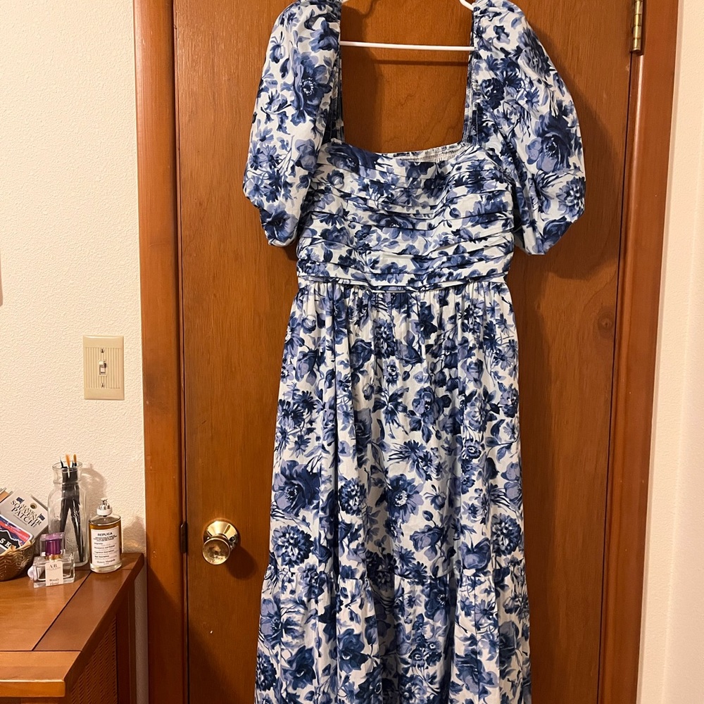 abercrombie blue floral dress NWOT
